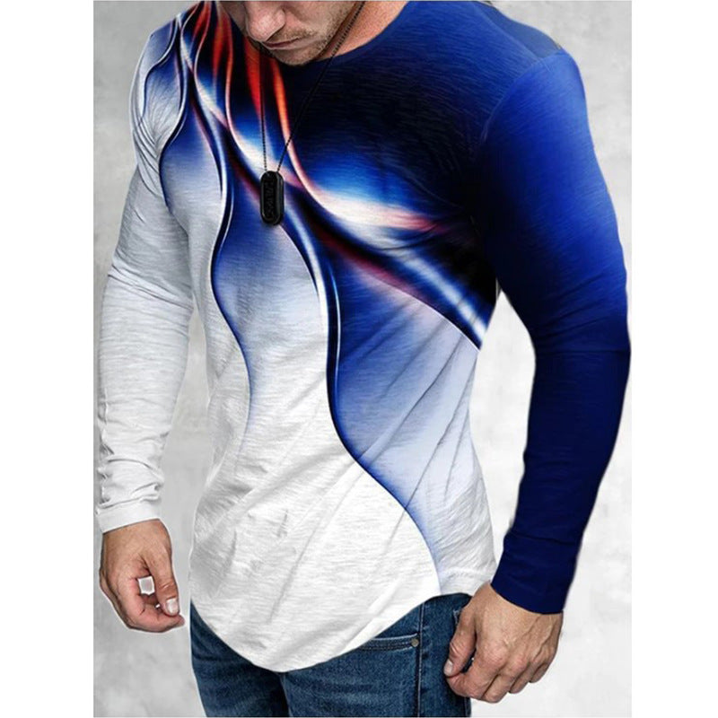 European And American New Men's Loose Round Neck 3d Printing T-shirt
