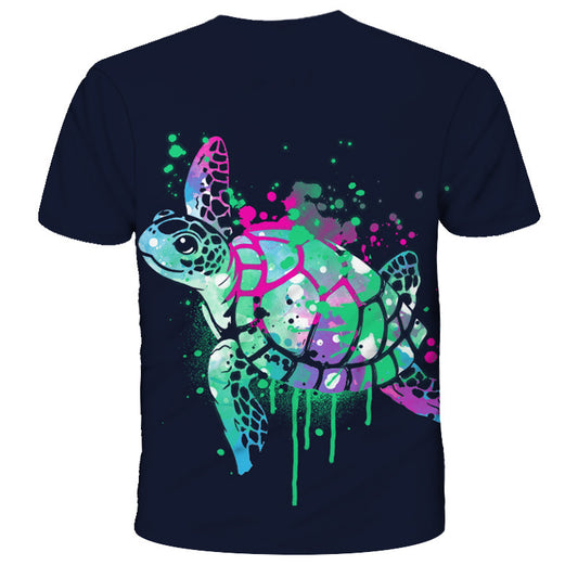 Men S Printed 3D Turtle Short Sleeve T Shirt