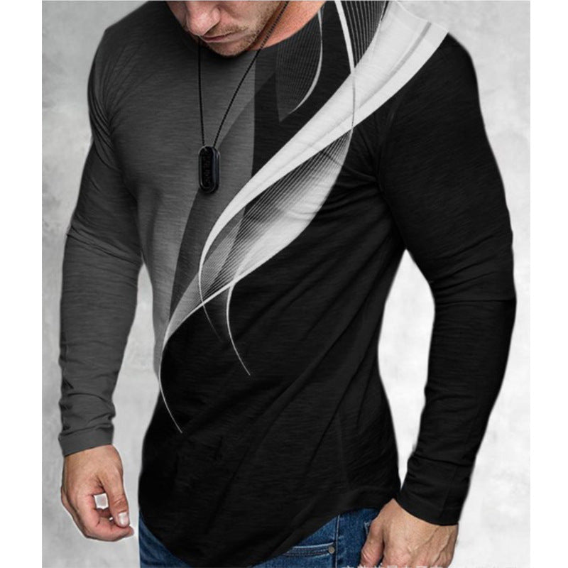 European And American New Men's Loose Round Neck 3d Printing T-shirt