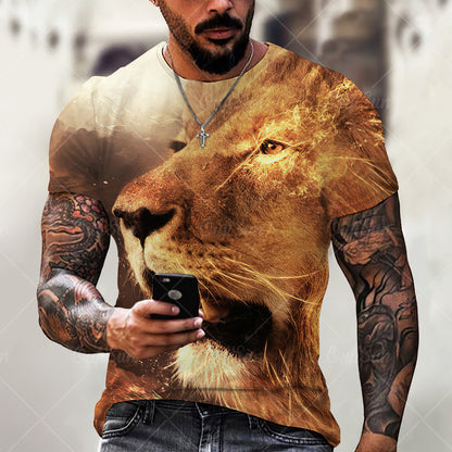 Lion Animal Digital Printing Men's Sports 3D T-shirt
