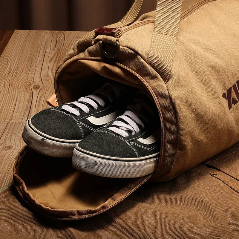 Male Large Capacity Canvas Travel Bags Men Fitness Sports Training