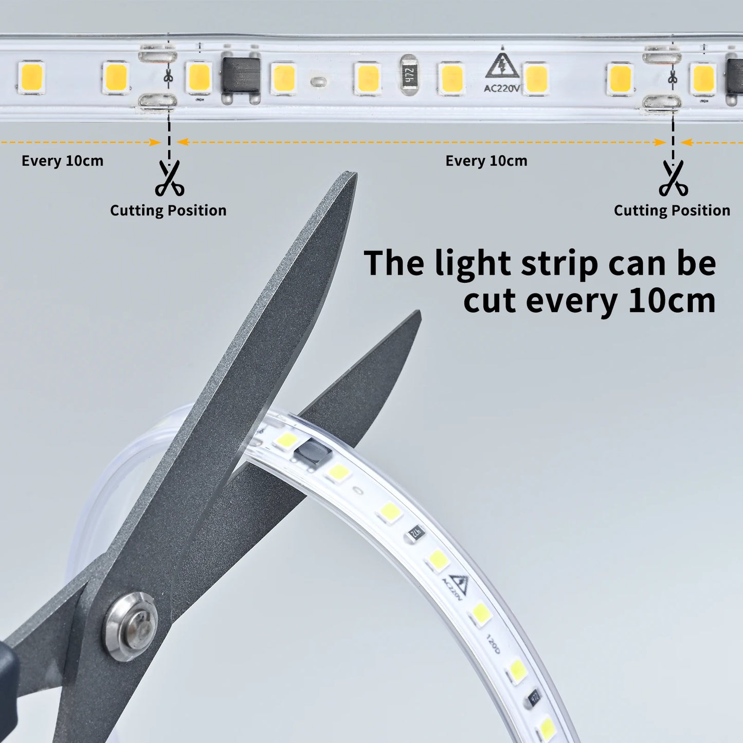 220V Waterproof LED Strip Light High Brightness 120LEDs/m For Home Decoration Kitchen Outdoor Garden LED Light With Switch