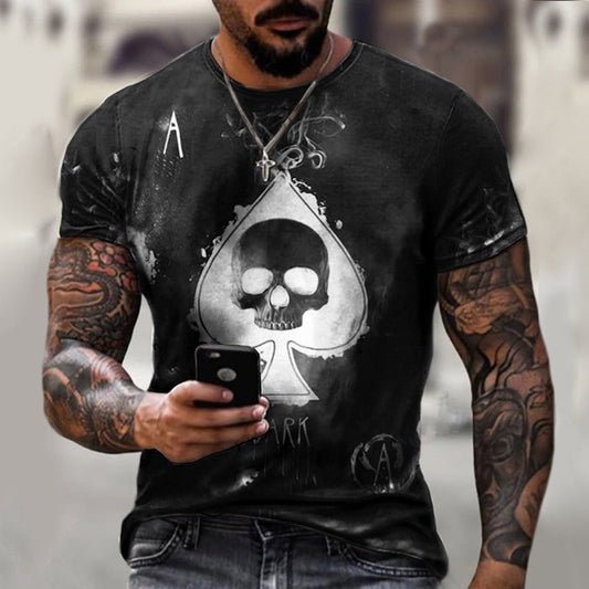 Skull Spades T-Shirt Fashion Street Men