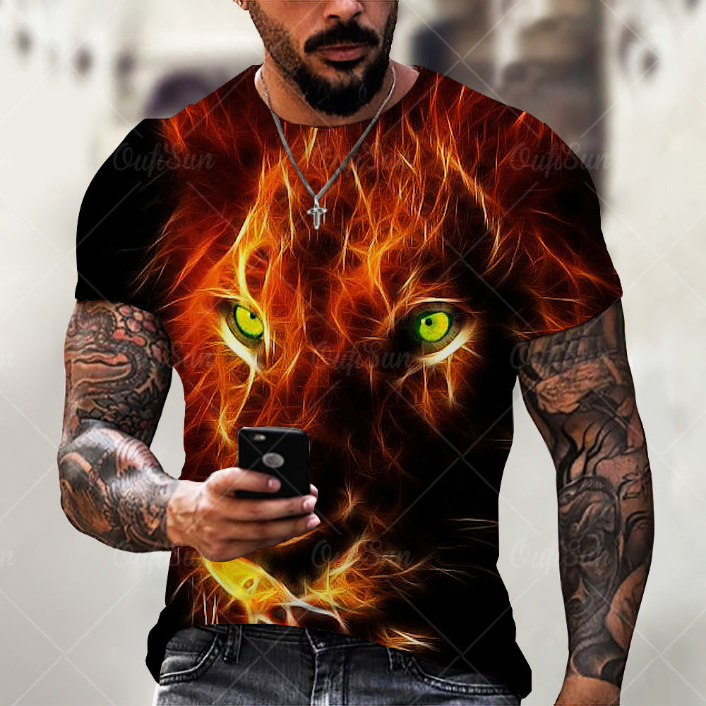 Lion Animal Digital Printing Men's Sports 3D T-shirt